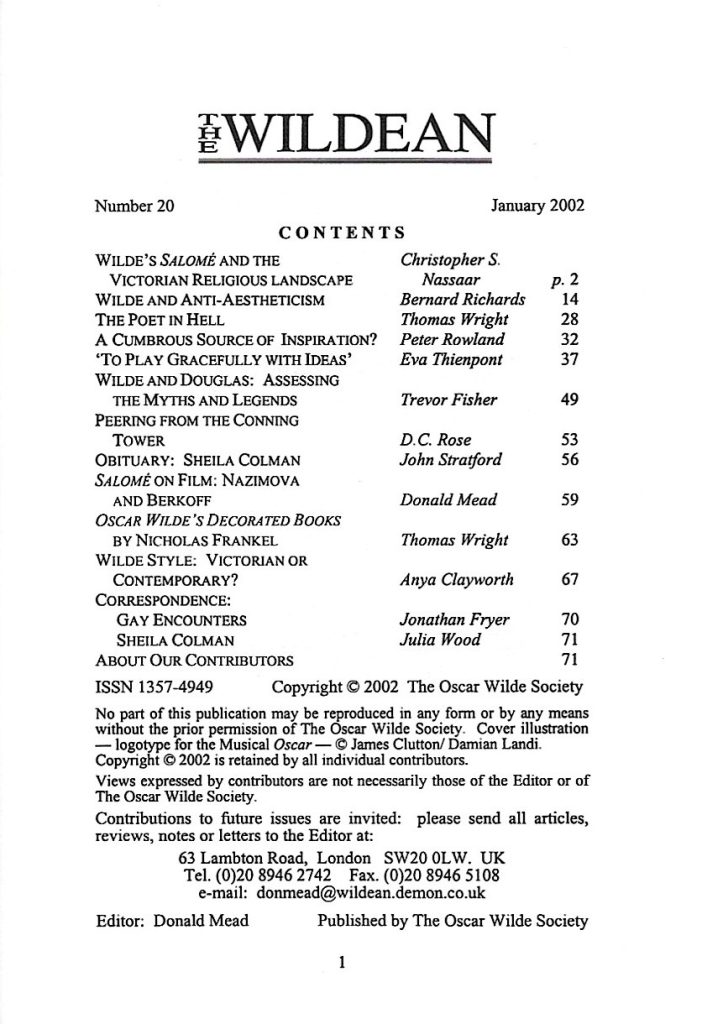 Wildean 20 TOC