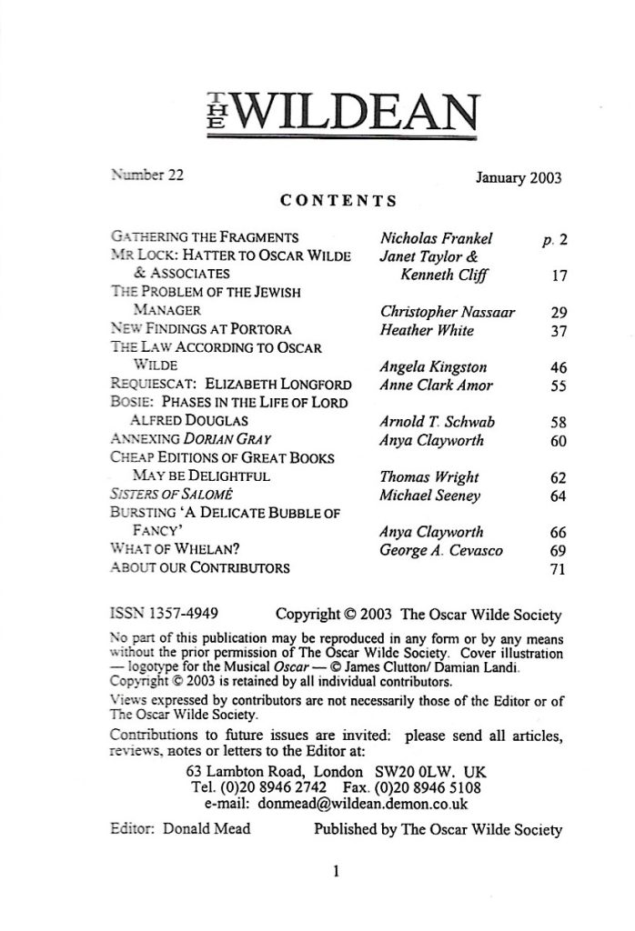 Wildean 22 TOC