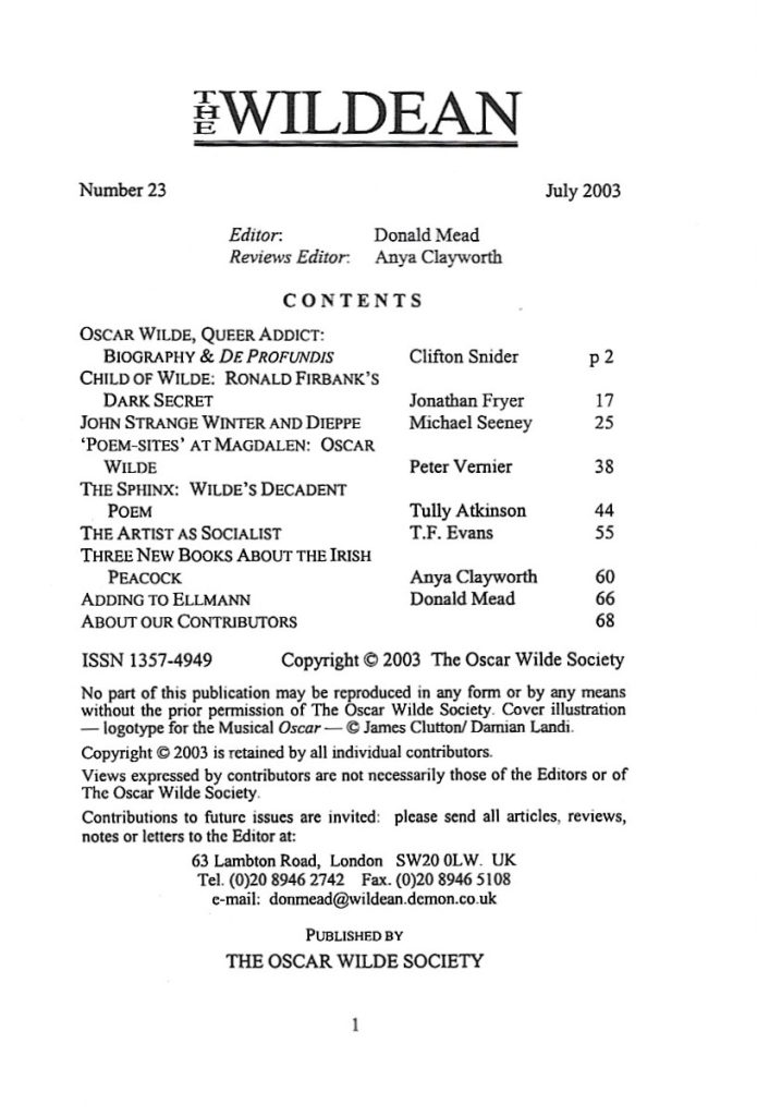 Wildean 23 TOC