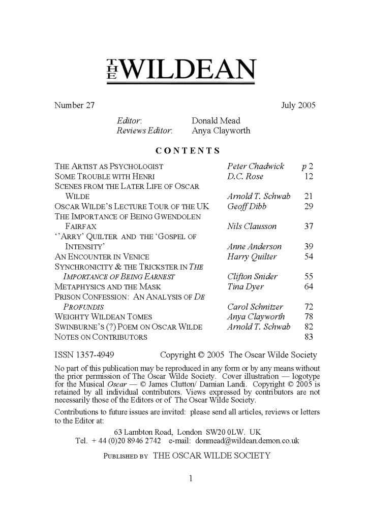 Wildean 27 TOC
