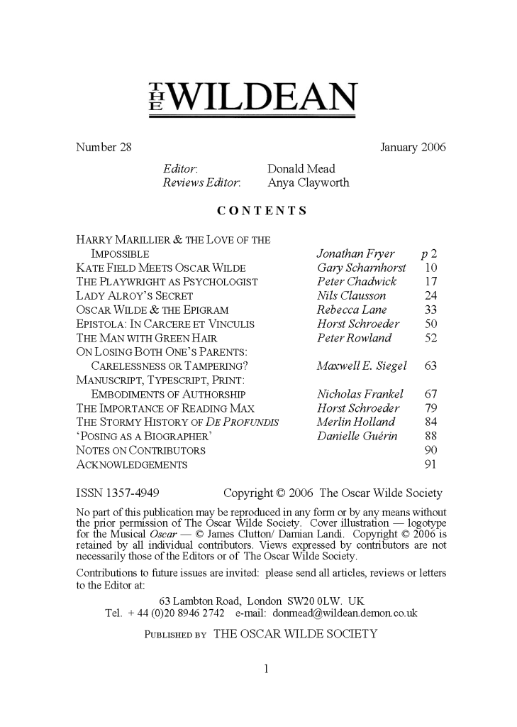 Wildean 28 TOC
