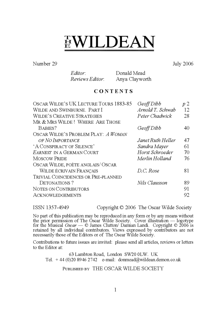 Wildean 29 TOC