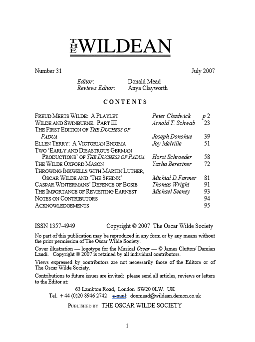Wildean 31 TOC